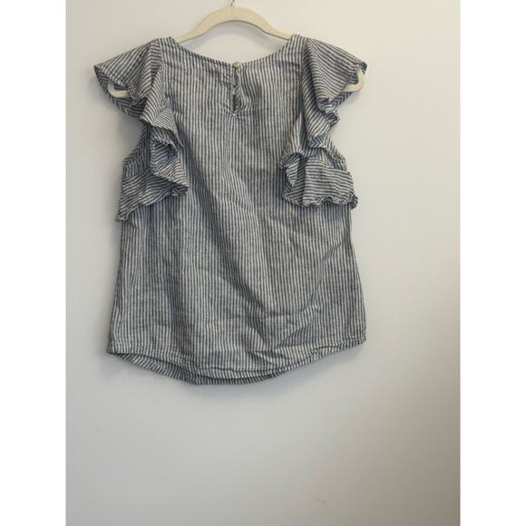 J. Crew Blue and White Linen/Cotton Blend Striped Tank - Picture 3 of 4